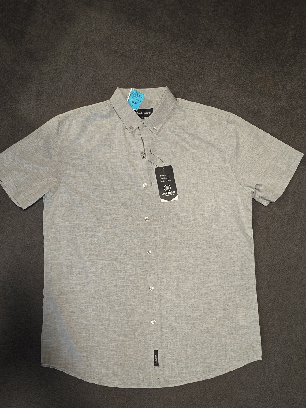 Men's Short-Sleeve Button-Down Shirt in Light Gray